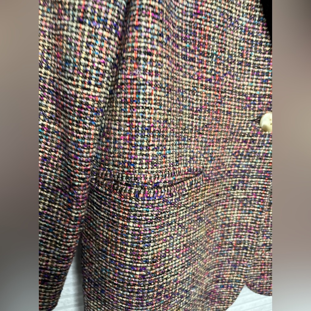 AMBIANCE New York Vintage Tweed Silk Women’s Blazer Jacket multicolor size M - Picture 8 of 14